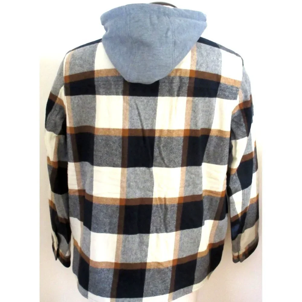 Levi's Men's Cotton Putty Brown Plaid Sherpa Lined Hooded Shirt Jacket NWT - Picture 7 of 8